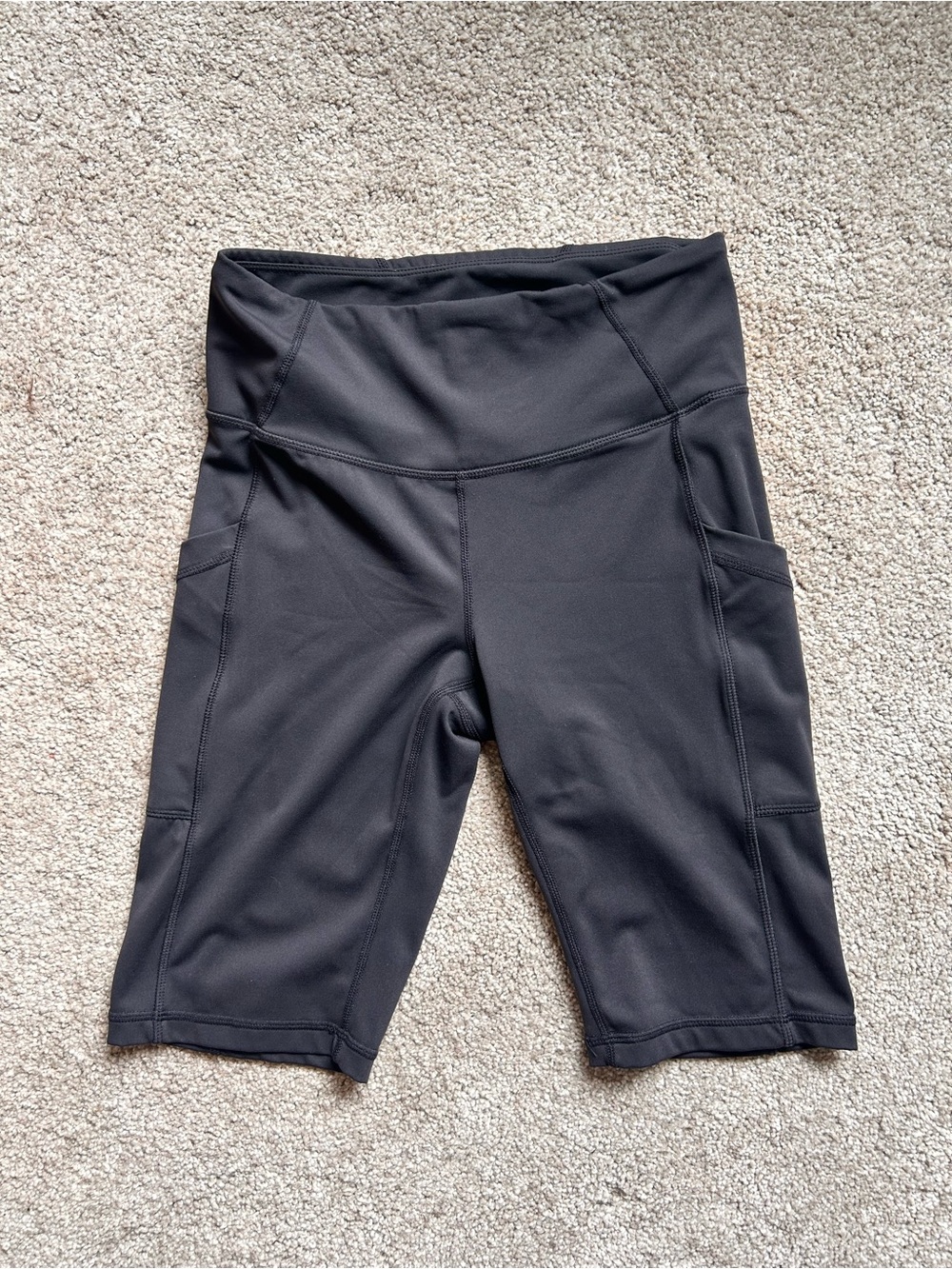 Prana Black High-Rise Bike Shorts with Side Pockets - Performance Stretch